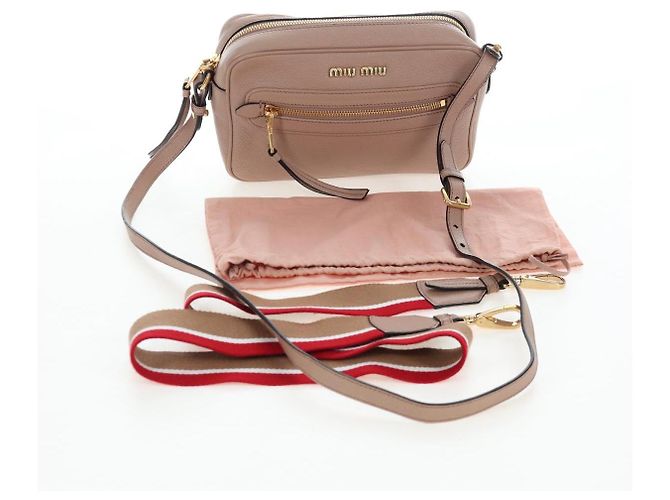 Bolsa de Ombro Miu Miu em Couro 2way Rosa Ouro Auth 202204M Dourado - vista 12