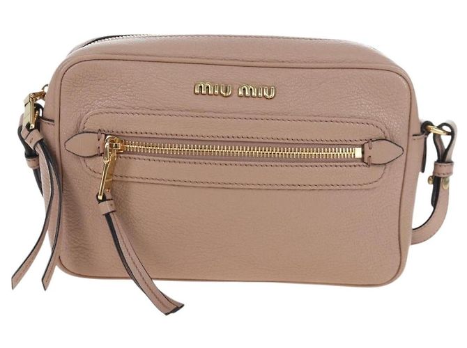 Bolsa de Ombro Miu Miu em Couro 2way Rosa Ouro Auth 202204M Dourado - vista 13