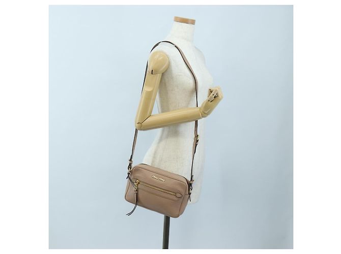 Bolsa de Ombro Miu Miu em Couro 2way Rosa Ouro Auth 202204M Dourado - vista 30