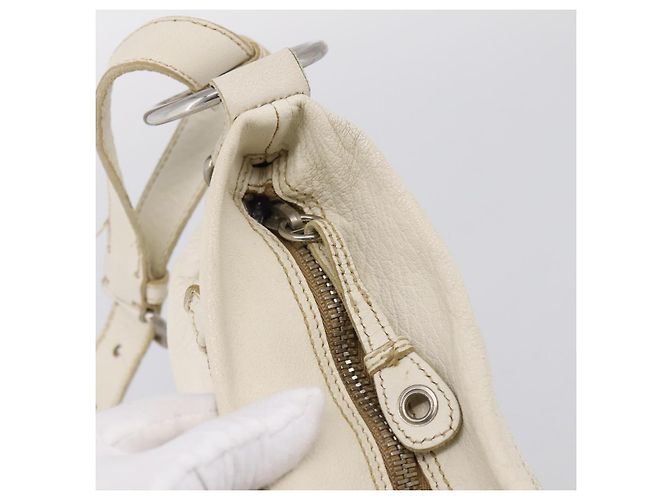 Borsa a spalla Miu Miu in pelle bianca argento Auth 202884A Bianco - vista 10