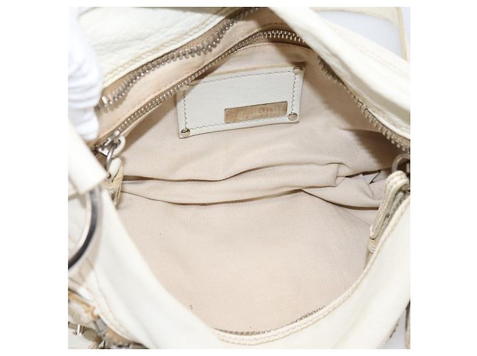 Borsa a spalla Miu Miu in pelle bianca argento Auth 202884A Bianco - vista 11