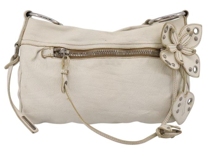 Borsa a spalla Miu Miu in pelle bianca argento Auth 202884A Bianco - vista 13