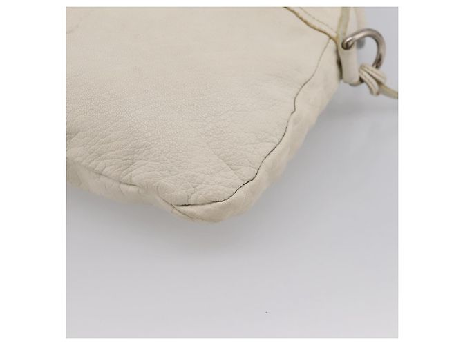 Borsa a spalla Miu Miu in pelle bianca argento Auth 202884A Bianco - vista 15