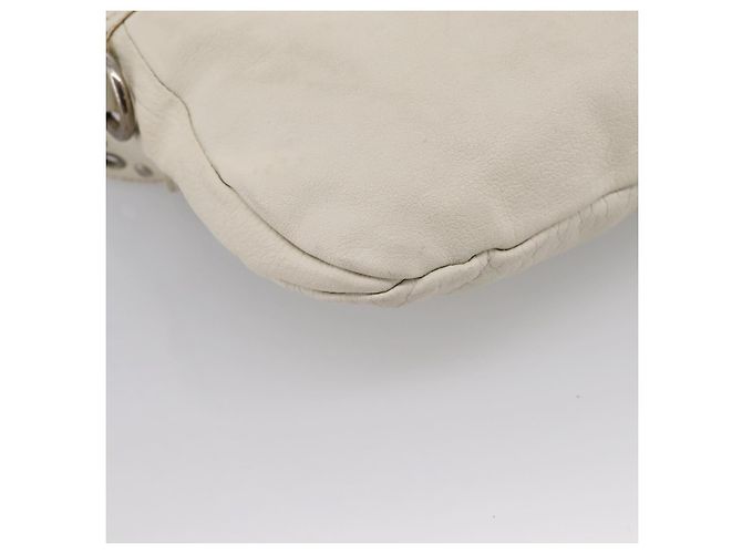 Borsa a spalla Miu Miu in pelle bianca argento Auth 202884A Bianco - vista 16
