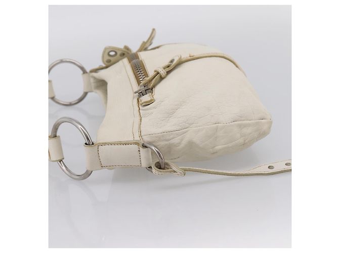 Borsa a spalla Miu Miu in pelle bianca argento Auth 202884A Bianco - vista 3