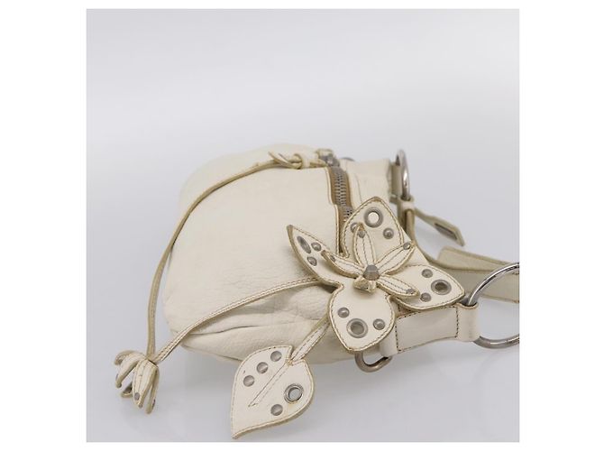 Borsa a spalla Miu Miu in pelle bianca argento Auth 202884A Bianco - vista 4