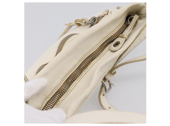Borsa a spalla Miu Miu in pelle bianca argento Auth 202884A Bianco - vista 6