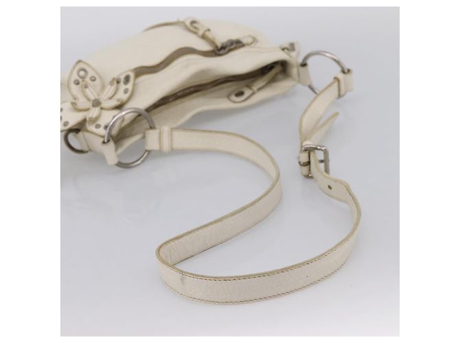 Borsa a spalla Miu Miu in pelle bianca argento Auth 202884A Bianco - vista 7