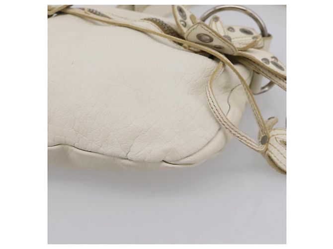 Borsa a spalla Miu Miu in pelle bianca argento Auth 202884A Bianco - vista 9