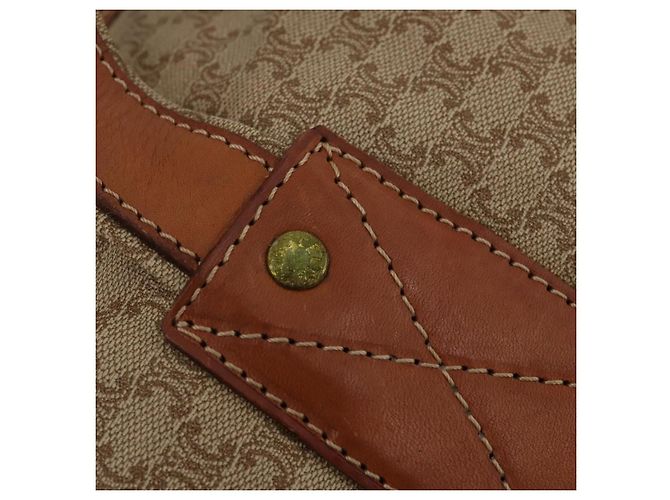 Céline Borsa Boston CELINE Macadam PVC Pelle Beige Tono Oro Auth 202118 - vista 17