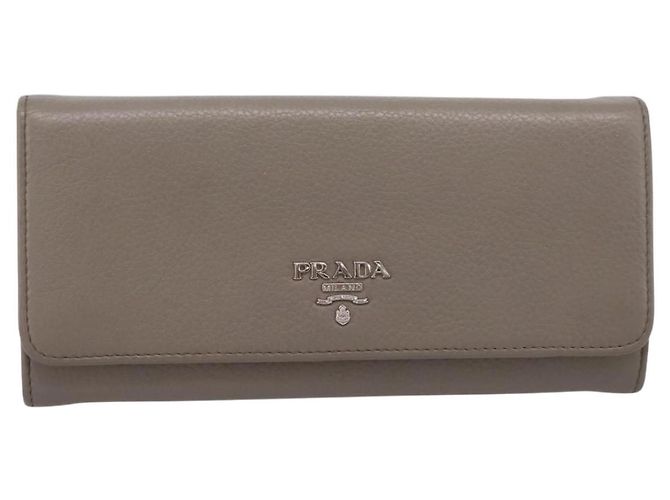 Portafoglio lungo PRADA in pelle Beige Silver Auth 203336A Argento - vista 13