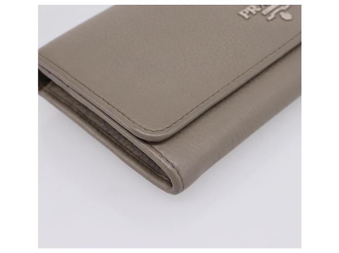 Portafoglio lungo PRADA in pelle Beige Silver Auth 203336A Argento - vista 14