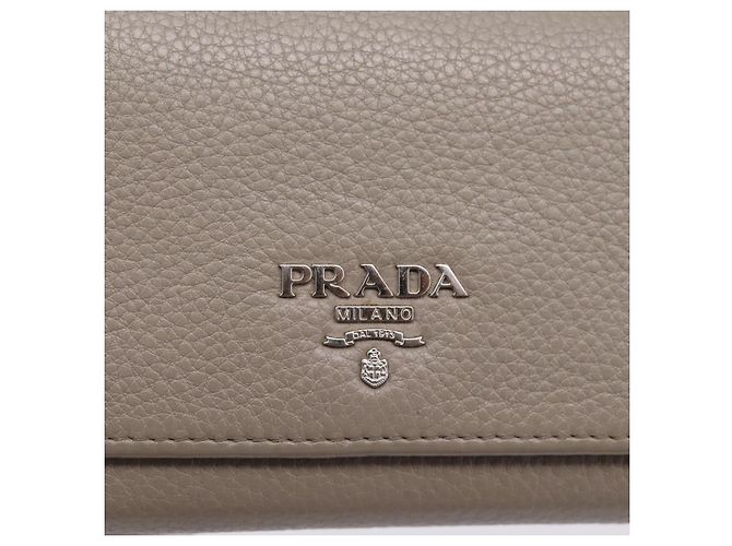 Portafoglio lungo PRADA in pelle Beige Silver Auth 203336A Argento - vista 17