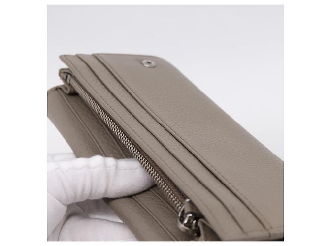 Portafoglio lungo PRADA in pelle Beige Silver Auth 203336A Argento - vista 24