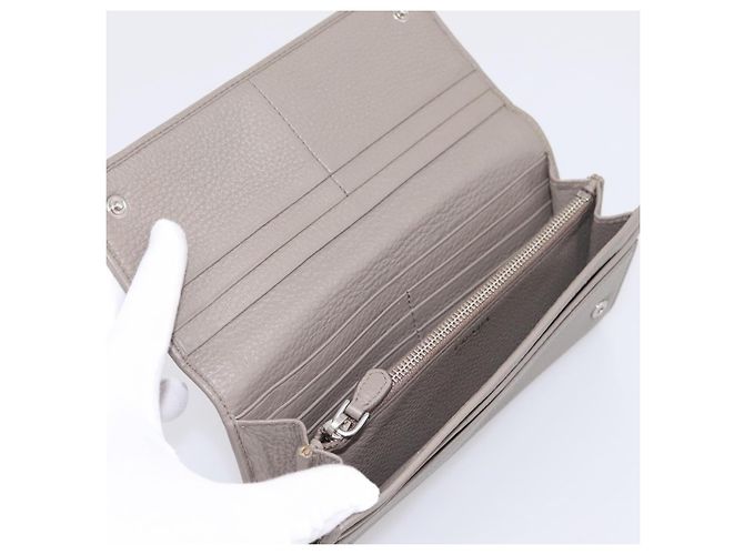 Portafoglio lungo PRADA in pelle Beige Silver Auth 203336A Argento - vista 9