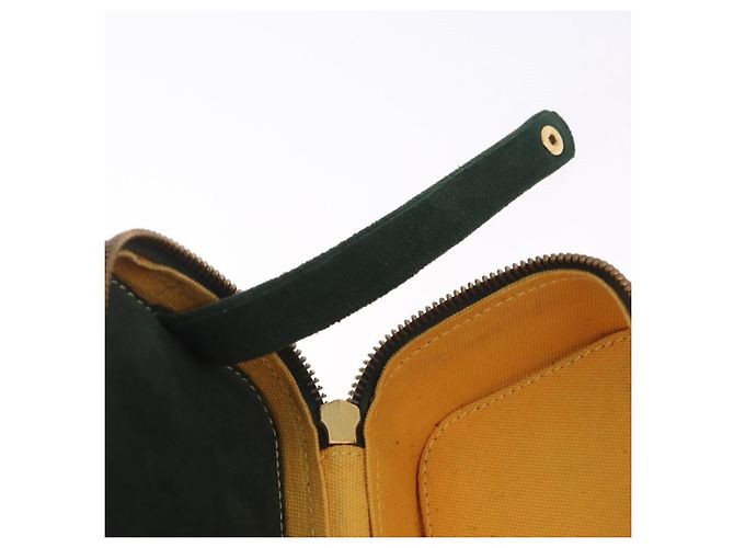 LOEWE Schmuckbeutel Suede Green Gold Auth 203034A Golden Grün - Ansicht 12