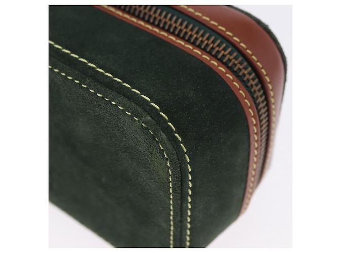 LOEWE Schmuckbeutel Suede Green Gold Auth 203034A Golden Grün - Ansicht 14