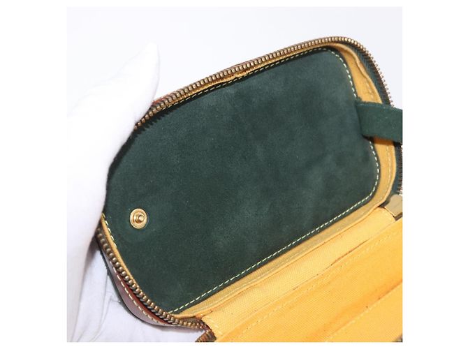 LOEWE Schmuckbeutel Suede Green Gold Auth 203034A Golden Grün - Ansicht 20
