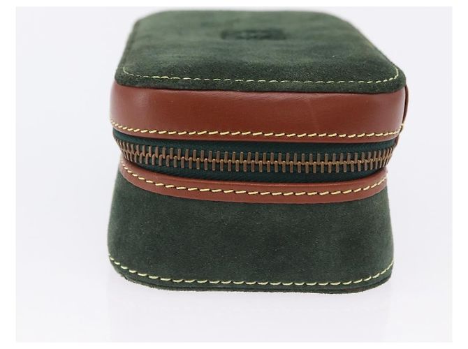 LOEWE Schmuckbeutel Suede Green Gold Auth 203034A Golden Grün - Ansicht 3