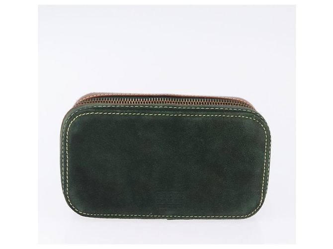LOEWE Schmuckbeutel Suede Green Gold Auth 203034A Golden Grün - Ansicht 6