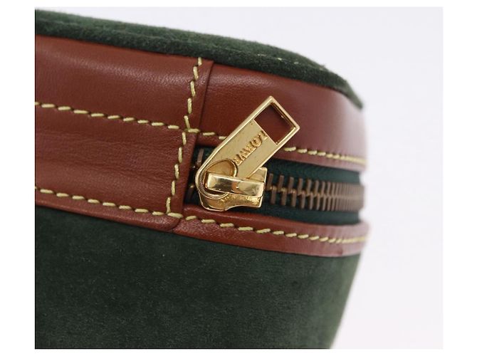 LOEWE Schmuckbeutel Suede Green Gold Auth 203034A Golden Grün - Ansicht 8