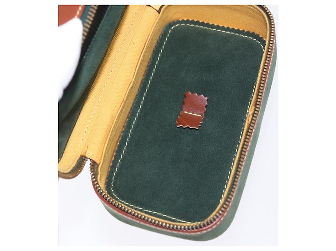 LOEWE Schmuckbeutel Suede Green Gold Auth 203034A Golden Grün - Ansicht 9