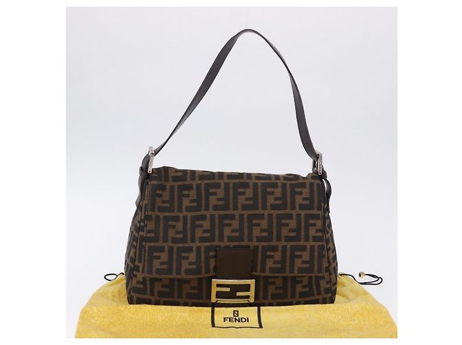 FENDI Zucca Canvas Mamma Baguette Schultertasche Braun Schwarz Auth 200470V - Ansicht 12