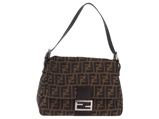 FENDI Zucca Canvas Mamma Baguette Schultertasche Braun Schwarz Auth 200470V - Ansicht 13