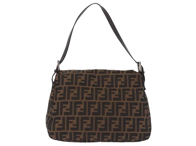 FENDI Zucca Canvas Mamma Baguette Schultertasche Braun Schwarz Auth 200470V - Ansicht 2