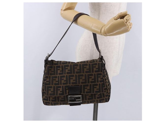 FENDI Zucca Canvas Mamma Baguette Schultertasche Braun Schwarz Auth 200470V - Ansicht 26