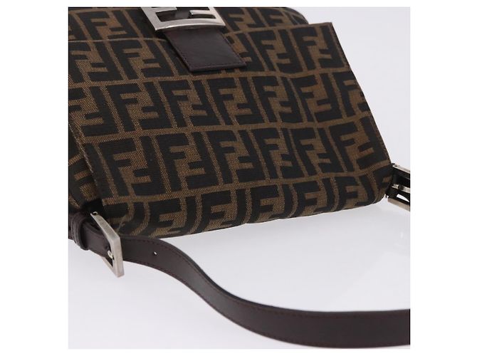 FENDI Zucca Canvas Mamma Baguette Schultertasche Braun Schwarz Auth 200470V - Ansicht 6