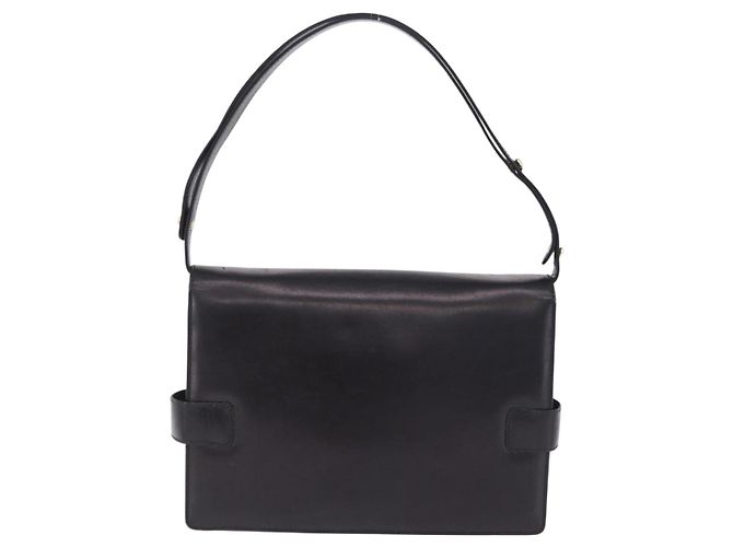 Salvatore Ferragamo Gancini Schultertasche aus Leder Schwarz Gold Auth 202991A Golden - Ansicht 2