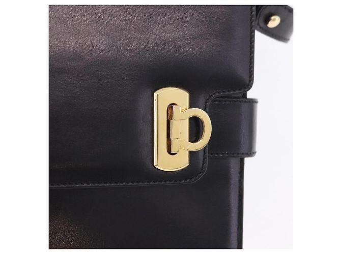 Salvatore Ferragamo Gancini Schultertasche aus Leder Schwarz Gold Auth 202991A Golden - Ansicht 20