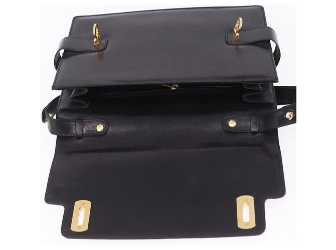 Salvatore Ferragamo Gancini Schultertasche aus Leder Schwarz Gold Auth 202991A Golden - Ansicht 21