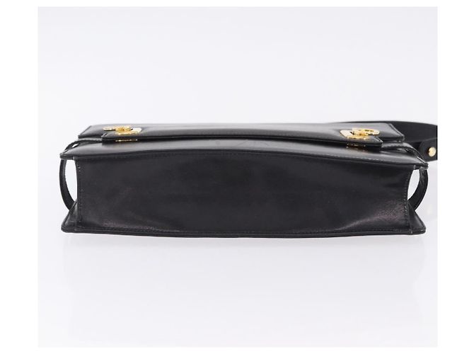 Salvatore Ferragamo Gancini Schultertasche aus Leder Schwarz Gold Auth 202991A Golden - Ansicht 5