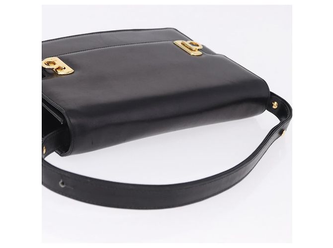 Salvatore Ferragamo Gancini Schultertasche aus Leder Schwarz Gold Auth 202991A Golden - Ansicht 6