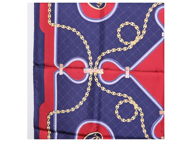 Sciarpa CARTIER in seta blu navy e rosso Auth am12567M - vista 18