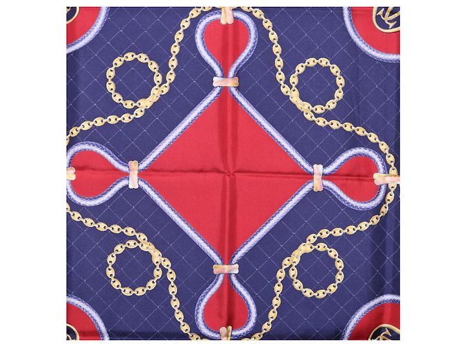 Sciarpa CARTIER in seta blu navy e rosso Auth am12567M - vista 19