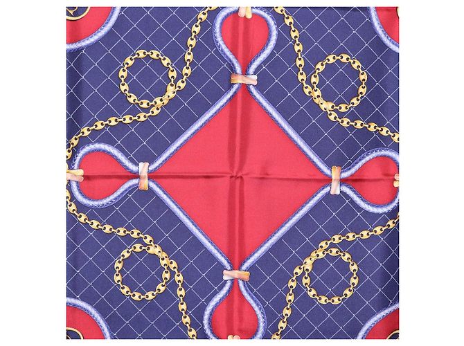 Sciarpa CARTIER in seta blu navy e rosso Auth am12567M - vista 6