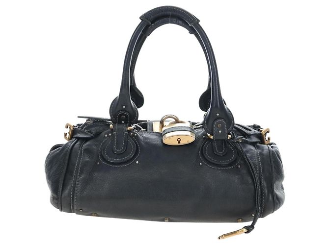 Chloé Borsa a mano Chloe Paddington in pelle nera oro argento Auth 200455V Nero D'oro - vista 13