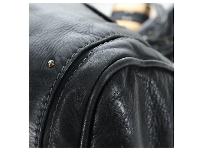 Chloé Borsa a mano Chloe Paddington in pelle nera oro argento Auth 200455V Nero D'oro - vista 15