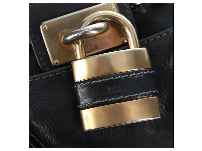 Chloé Borsa a mano Chloe Paddington in pelle nera oro argento Auth 200455V Nero D'oro - vista 18