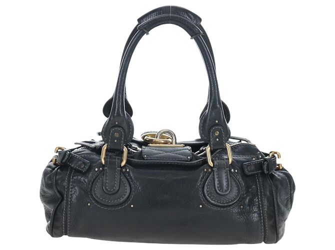 Chloé Borsa a mano Chloe Paddington in pelle nera oro argento Auth 200455V Nero D'oro - vista 2
