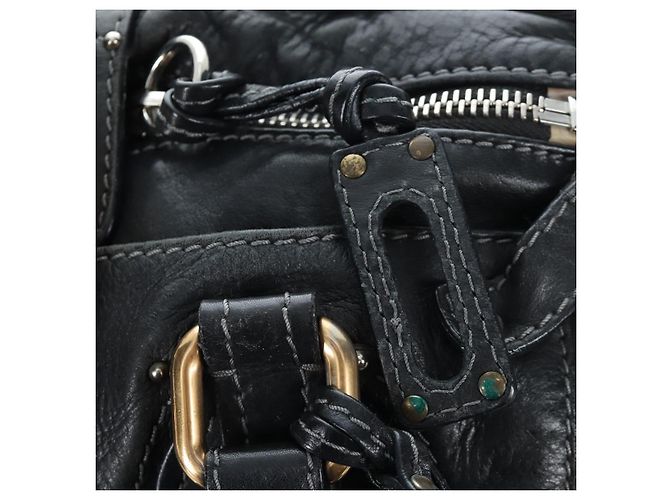 Chloé Borsa a mano Chloe Paddington in pelle nera oro argento Auth 200455V Nero D'oro - vista 20