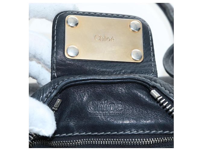 Chloé Borsa a mano Chloe Paddington in pelle nera oro argento Auth 200455V Nero D'oro - vista 21