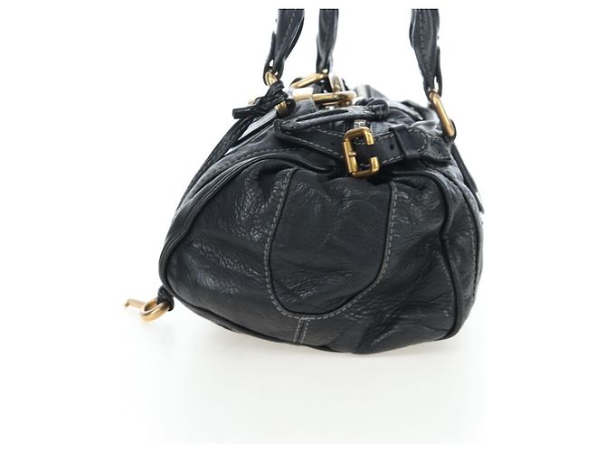 Chloé Borsa a mano Chloe Paddington in pelle nera oro argento Auth 200455V Nero D'oro - vista 3
