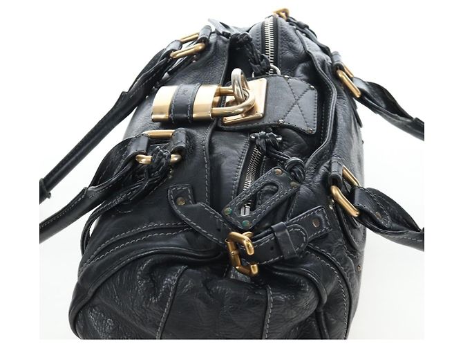 Chloé Borsa a mano Chloe Paddington in pelle nera oro argento Auth 200455V Nero D'oro - vista 6