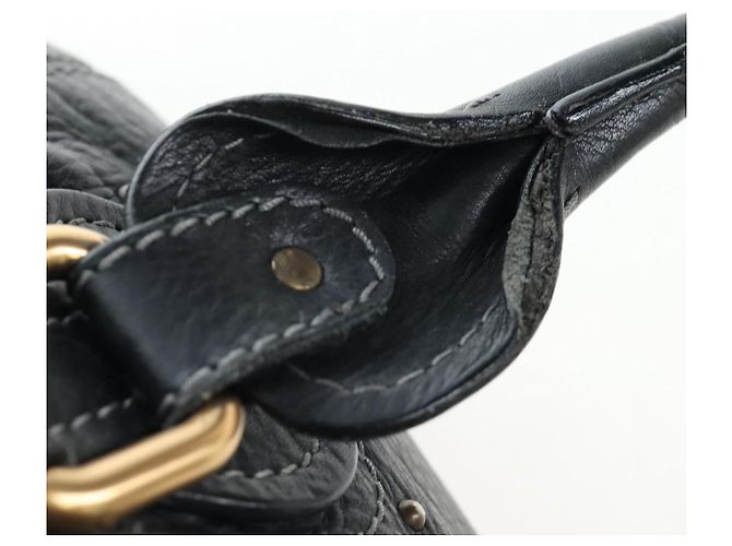 Chloé Borsa a mano Chloe Paddington in pelle nera oro argento Auth 200455V Nero D'oro - vista 9