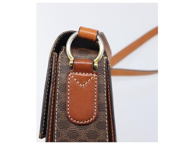 Céline Borsa a tracolla CELINE Macadam Canvas PVC Leather Brown Gold Auth mr2903 Marrone D'oro - vista 10