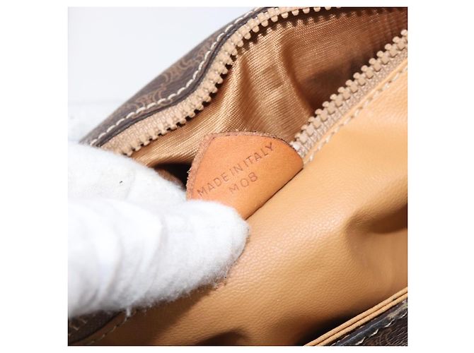 Céline Borsa a tracolla CELINE Macadam Canvas PVC Leather Brown Gold Auth mr2903 Marrone D'oro - vista 12